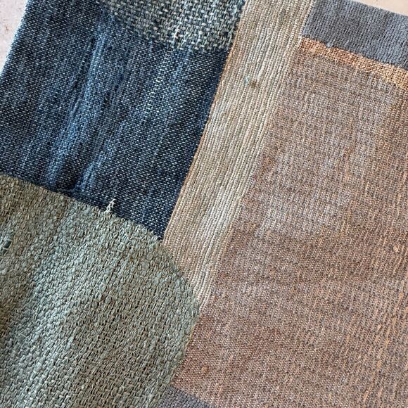 West Elm Woven Silk Patches Lumbar Pillow Cover Textural Geometric Midnight - Picture 3 of 9